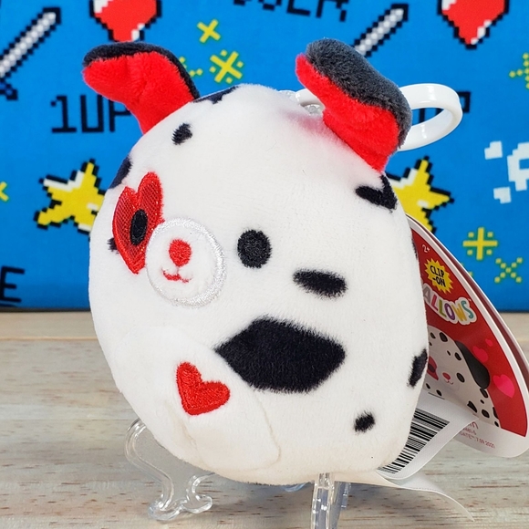 Squishmallow Dustin the Dalmatian 3.5" Clip UltraSoft Valentine's Day Plush NWT - Picture 6 of 12